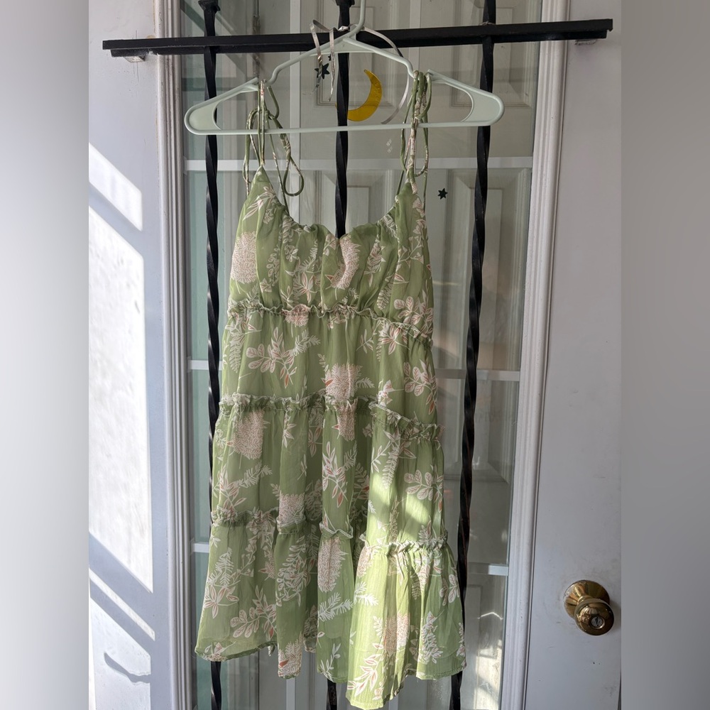 Green floral summer dress